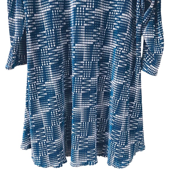 ALFANI Accordion Pleated Cold Shoulder Tunic Top Women’s SIZE XXL Blue Polka Dot - Picture 3 of 11